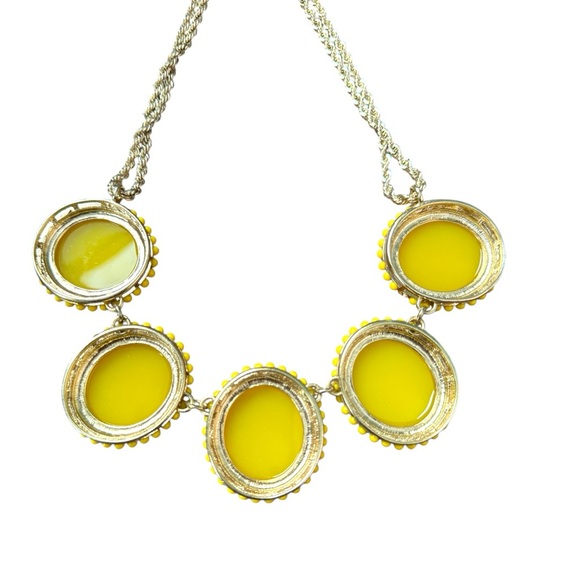 Vibrant Yellow and Gold Statement Necklace with Circular Pendants - Picture 4 of 5